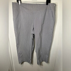 N touch, 14, blue/white pinstripe side button closure, slit, front pocket capris